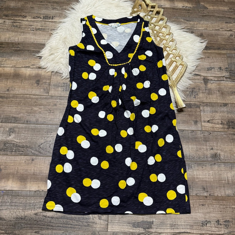 Boden Polka Dot Sleeveless Navy Blue Dress